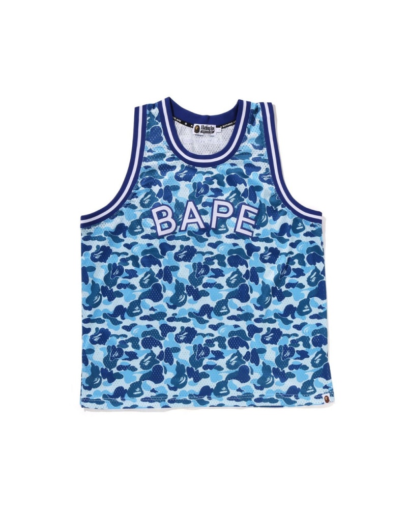 T Shirts Bape ABC Basketball Tank Bleu Clair Homme | QYT-14465035